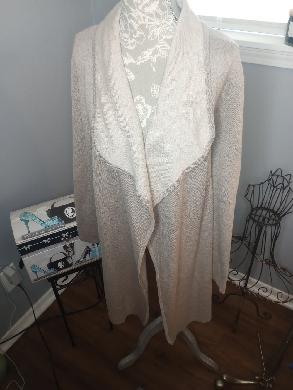 Chico's Women's Open-Front Shawl Collar Cardigan - Light Taupe
